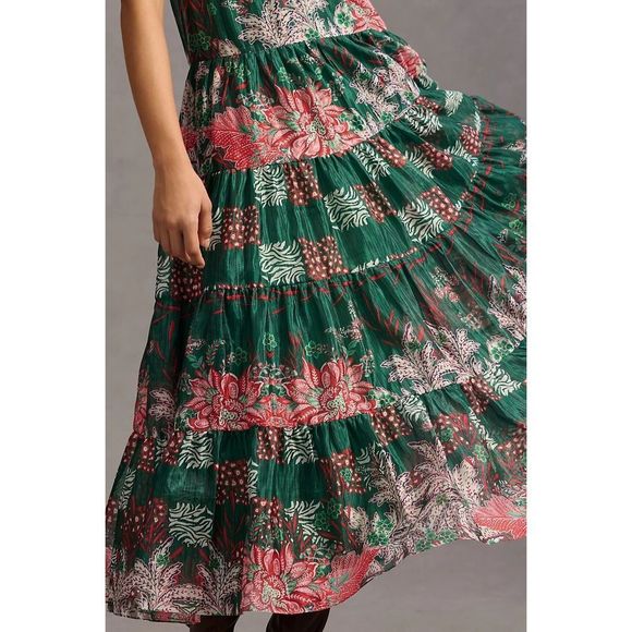 Anthropologie x Bhanuni Jyoti Tiered Short-Sleeve Dress Size 2X Plus - Picture 5 of 10